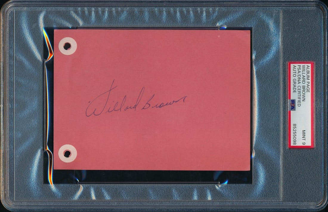Willard Brown HOF Signed/ Auto 6x4.5 Album Page KC Monarchs PSA/ DNA MINT 9 190277: Willard Brown HOF Signed/ Auto 6x4.5 Album Page KC Monarchs PSA/ DNA MINT 9 190277 Item Specifics: Autograph Authentication: Professional Sports Authenticator (PSA) Original/Reprint: Original Product: