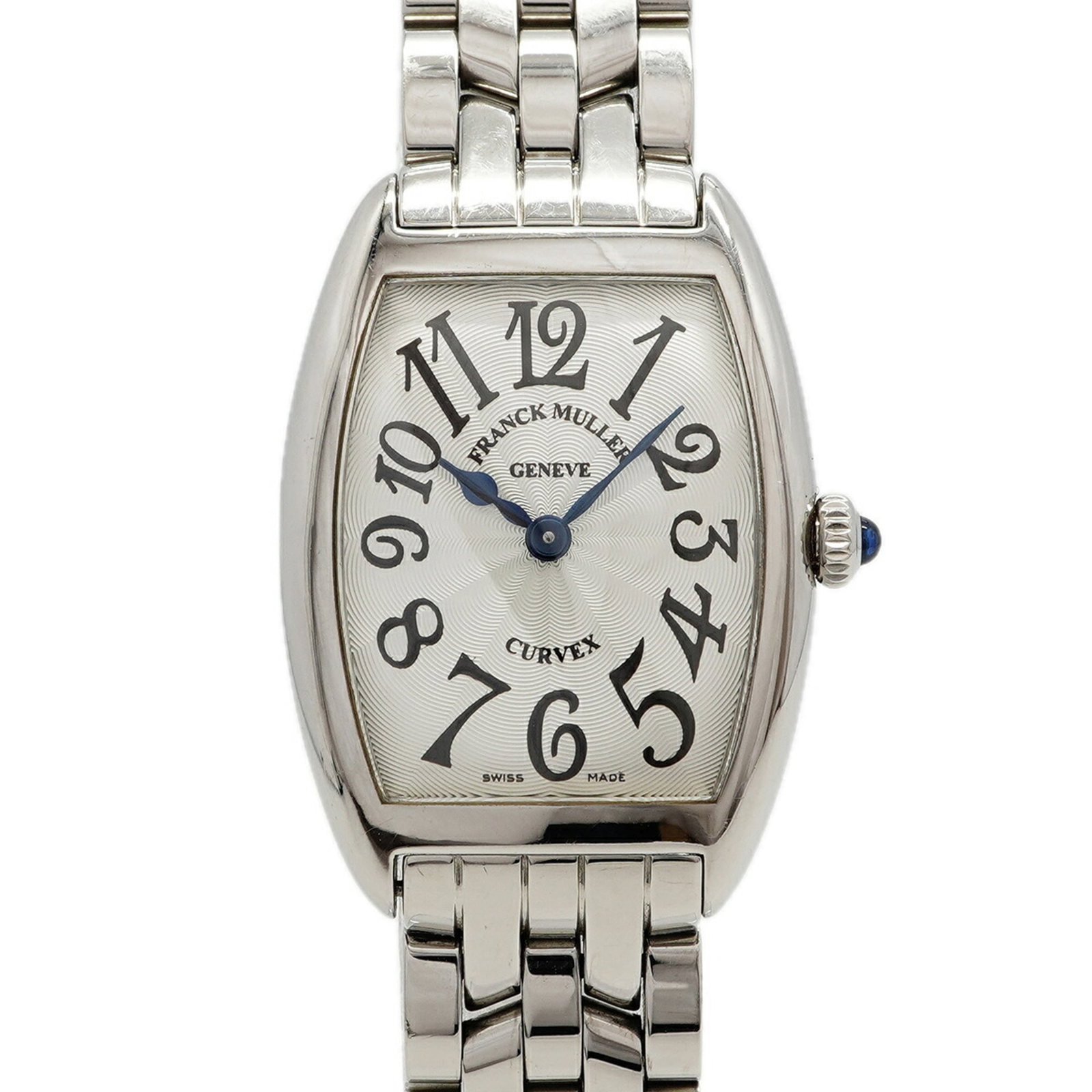 Franck Muller Wristwatch: Franck Muller Wristwatch Stainless steel band adds a touch of modernity to the Franck Muller wristwatch, while its silver dial provides a sleek and sophisticated look. The quartz movement ensures accu