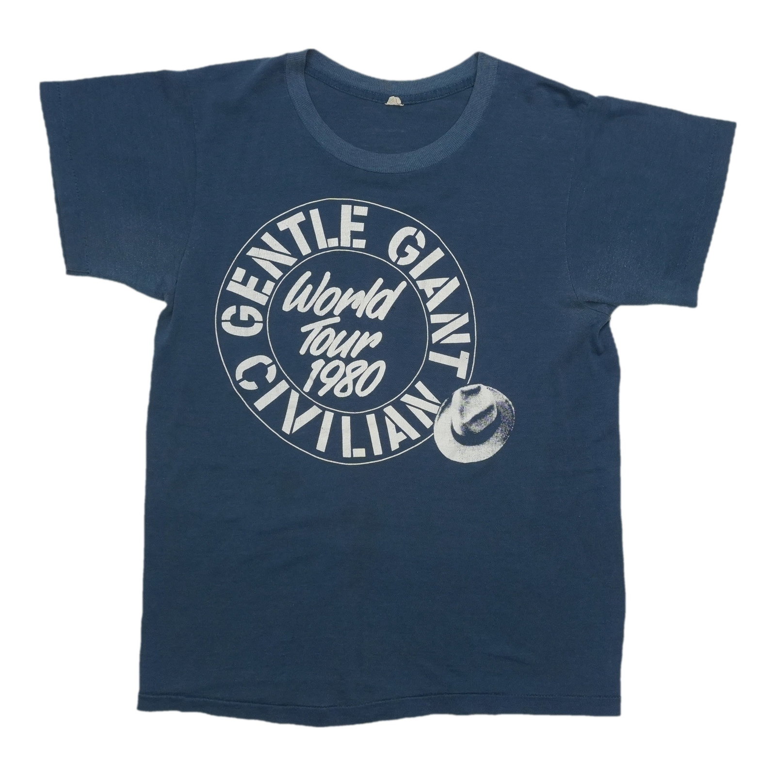 1980 Gentle Giant Civilian World Tour Shirt: 1980 Gentle Giant Civilian World Tour Shirt A piece of music history, the 1980 Gentle Giant Civilian World Tour Shirt is a rare and iconic item for fans of progressive rock. Featuring the band's disti
