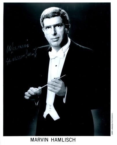 Marvin Hamlisch Autographed Black & White 8x10 Photo: Marvin Hamlisch Autographed Black & White 8x10 Photo Marvin Hamlisch's iconic name and image are captured in this black & white 8x10 photo, signed by the legendary composer across its surface. The ite