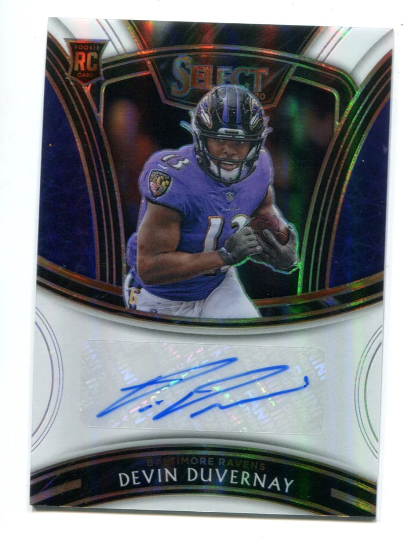 Duvernay Devin 2020 Panini Select Prizm Auto Card: Duvernay Devin 2020 Panini Select Prizm Auto Card Signed by Devin Duvernay, this Panini Select Prizm Auto card from the 2020 set is one of only 20 cards in its edition. The card features a vibrant Pri