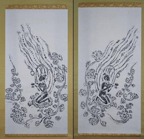 Japanese Antique Ink Rubbing Takuhon Double Hanging Scroll Calligraphy Set: Japanese Antique Ink Rubbing Takuhon Double Hanging Scroll Calligraphy Set Item Specifics: Artist: Unknown Subject: Calligraphy / Epigraphy Material: Paper and Silk Style: Japanese Year Of Production: