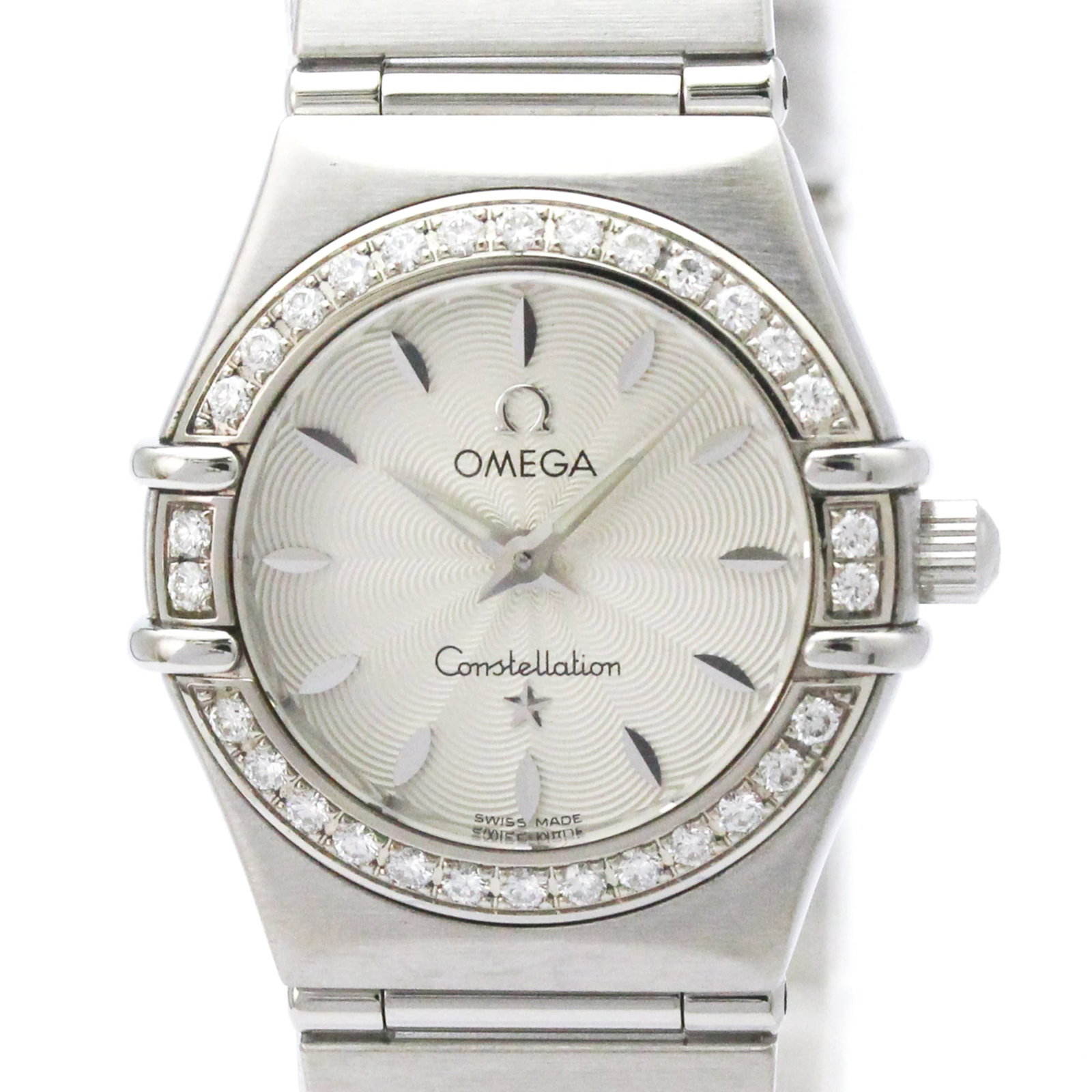 Omega Wristwatch: Omega Wristwatch Stainless steel case and band, silver dial, and quartz movement make this Omega Constellation watch a stylish and functional timepiece. With its sleek design and compact size, it's pe