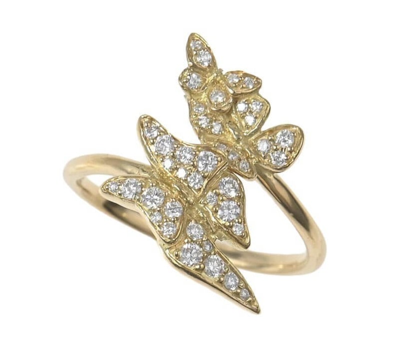 Diamond Ring Butterfly US4-4.5 Yellow Gold 18K with Original Box: Diamond Ring Butterfly US4-4.5 Yellow Gold 18K with Original Box Item Specifics: Brand: Georg Jensen Ring Size: 4-4.5 Type: Ring Shape: Butterfly Metal Purity: 18k Color: Gold Base Metal: Yellow Gold 