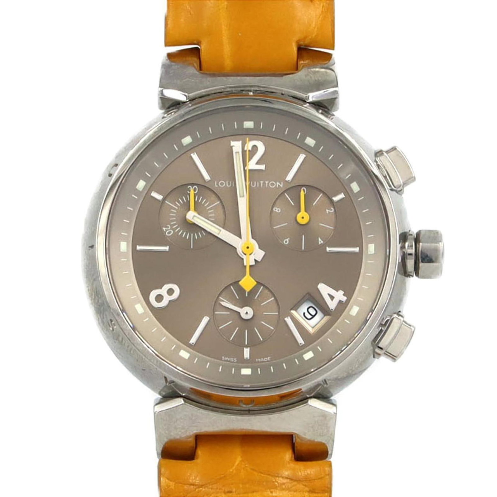 Louis Vuitton Wristwatch: Louis Vuitton Wristwatch Stainless steel case with a bronze, brown dial and quartz movement. This Louis Vuitton wristwatch features an analog display and measures 34mm in diameter. Comes with inner an