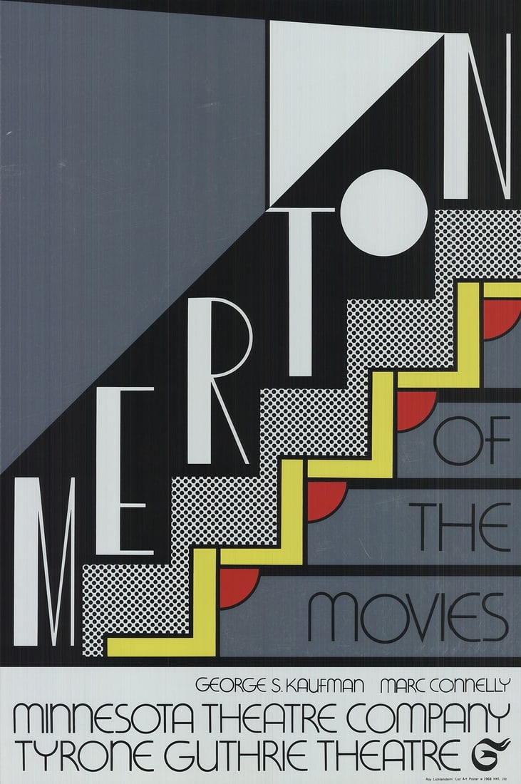 ROY LICHTENSTEIN Merton of The Movies 30" x 20" Foil Print 1968 Pop Art Black & (1 of 4)