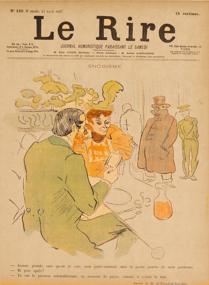 Toulouse-Lautrec Original Snobisme Henri De Toulouse-Lautrec 1897: Toulouse-Lautrec Original Snobisme Henri De Toulouse-Lautrec 1897 Item Specifics: Artist: Toulouse Lautrec Henri de Toulouse-Lautrec Unit Of Sale: Single Piece Size: Small Date Of Creation: 1897 Mater