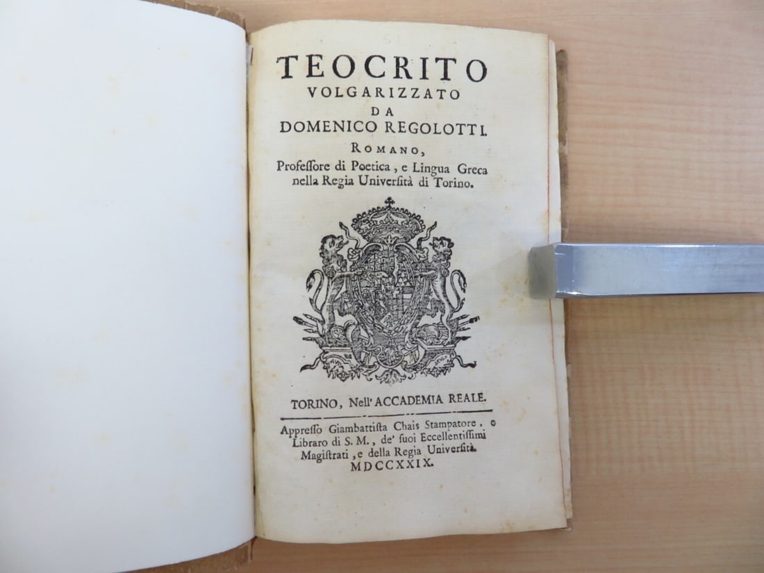 Theocritus - Teocrito volgarizzato da Domenico Regolotti 1729 First Edition: Theocritus - Teocrito volgarizzato da Domenico Regolotti 1729 First Edition Item Specifics: Binding: Leather Language: Italian Signed: No Special Attributes: 1st Edition Region: Europe Author: Theocri