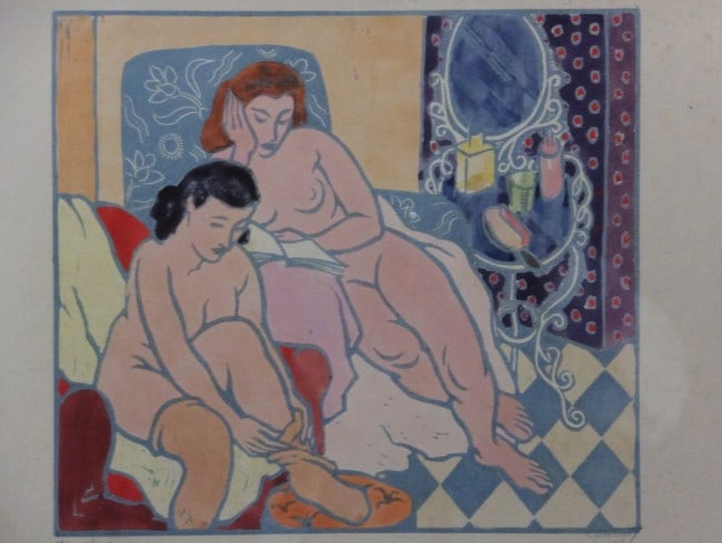 Clment Serveau 1945 Signed Color Woodcut "Moment of Rest" Nude w/ Stamp Paris: Clment Serveau 1945 Signed Color Woodcut "Moment of Rest" Nude w/ Stamp Paris Item Specifics: Artist: Clement Serveau CLEMENT SERVEAU Unit Of Sale: Single Piece Signed By: Clement Serveau Image Orient