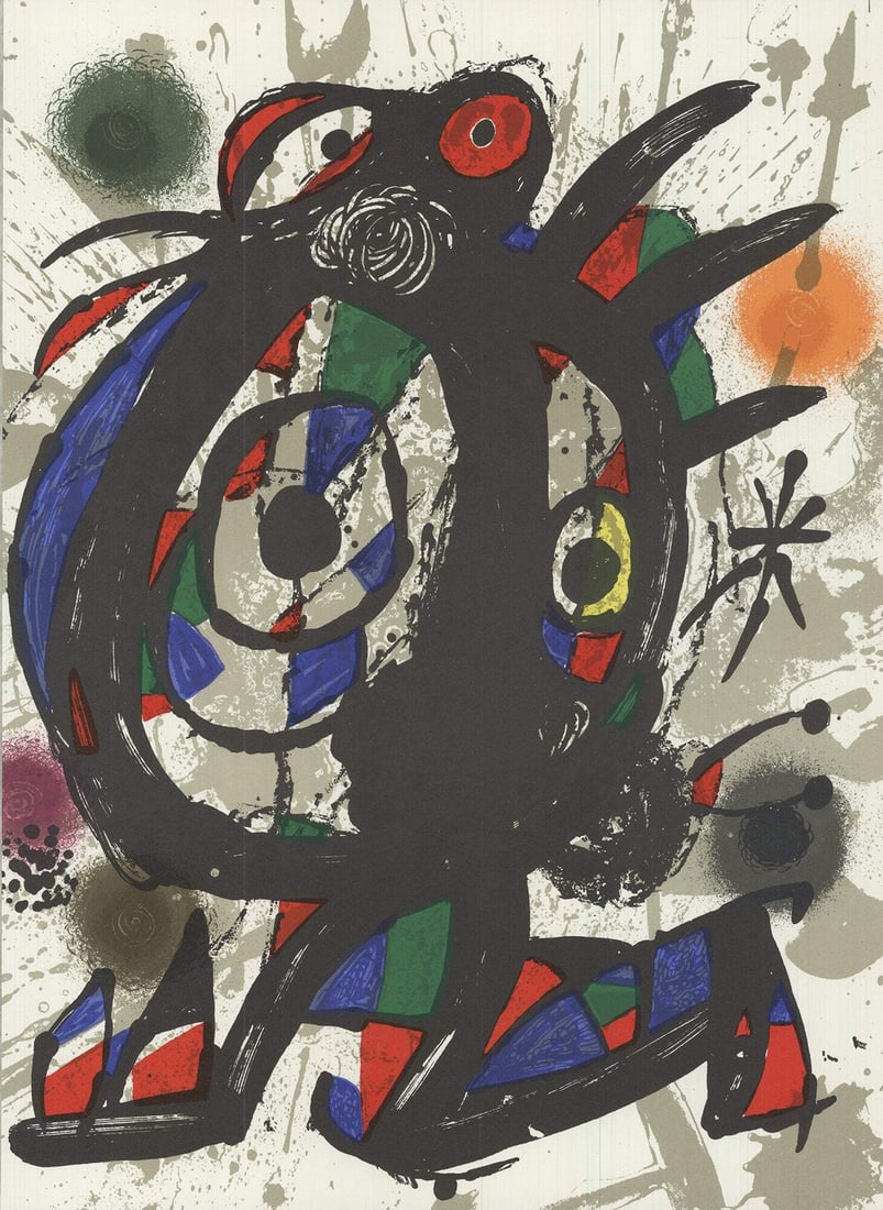 JOAN MIRO Litografia original I 13" x 10" Lithograph 1975 Surrealism Multicolor (1 of 4)