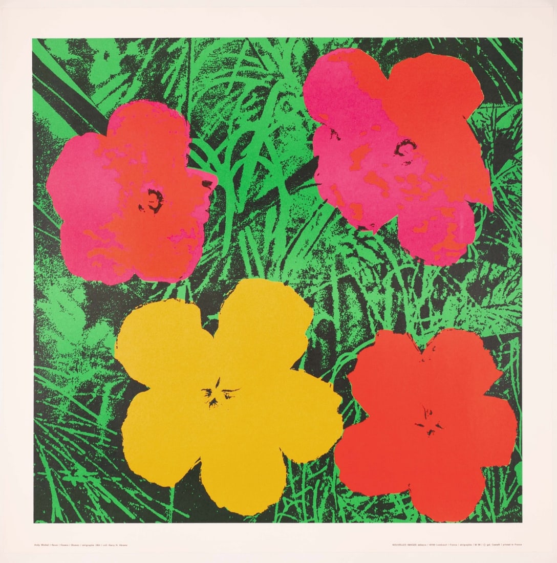 Original Red Flowers 1970 By Andy Warhol Pop Art Poster French Printing (1 of 7)
