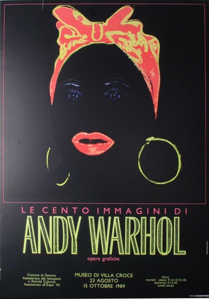 Original Vintage Pop Art Poster Exhibition Andy Warhol Le Cento Immagini 1989: Original Vintage Pop Art Poster Exhibition Andy Warhol Le Cento Immagini 1989 Item Specifics: Artist: Andy Warhol Type: Poster Year Of Production: 1989 Width (Inches): 27 Color: Black Date Of Creation