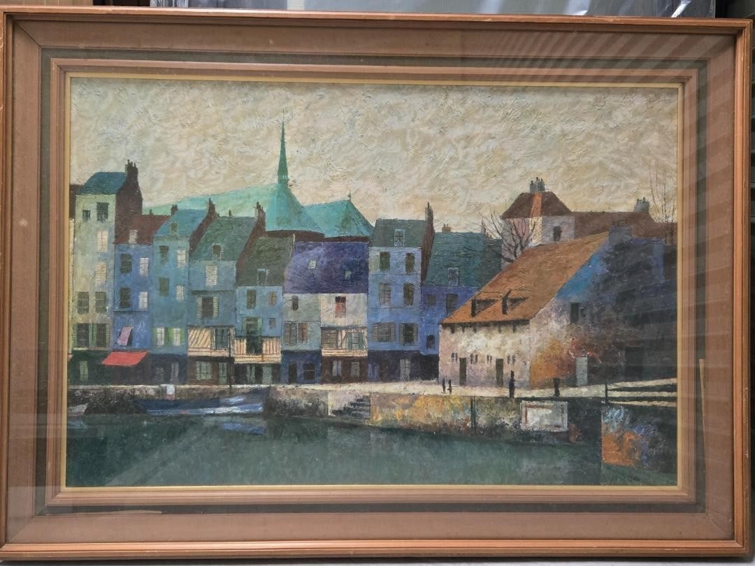 Vayreda Canadell Honfleur Port Oil Painting Listed Artist Spanish Josep Maria (1 of 13)