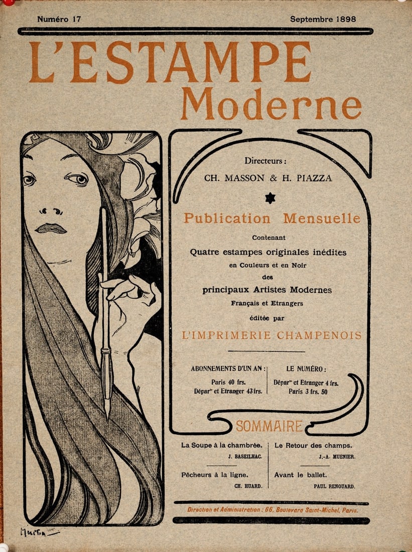 Moderne Lestampe Lithograph Cover 1897 Multiple Date Alfons Mucha (1 of 3)