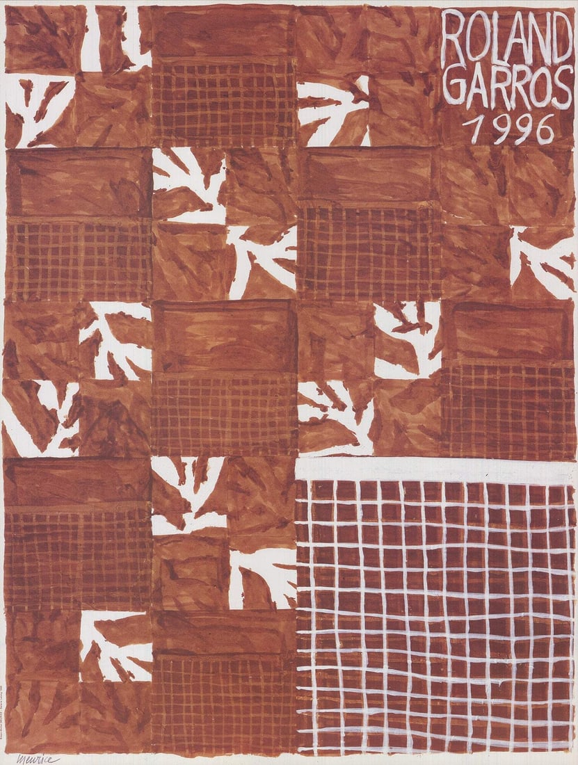 JEAN-MICHEL MEURICE Roland Garros French Open 30.5" x 23.25" Poster 1996 Contemp (1 of 4)