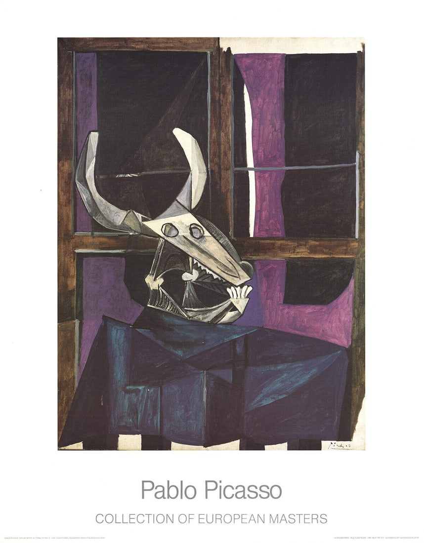 PABLO PICASSO Crane de Boeuf 35.5" x 27.5" Poster 1989 Cubism Purple Brown Skul (1 of 1)