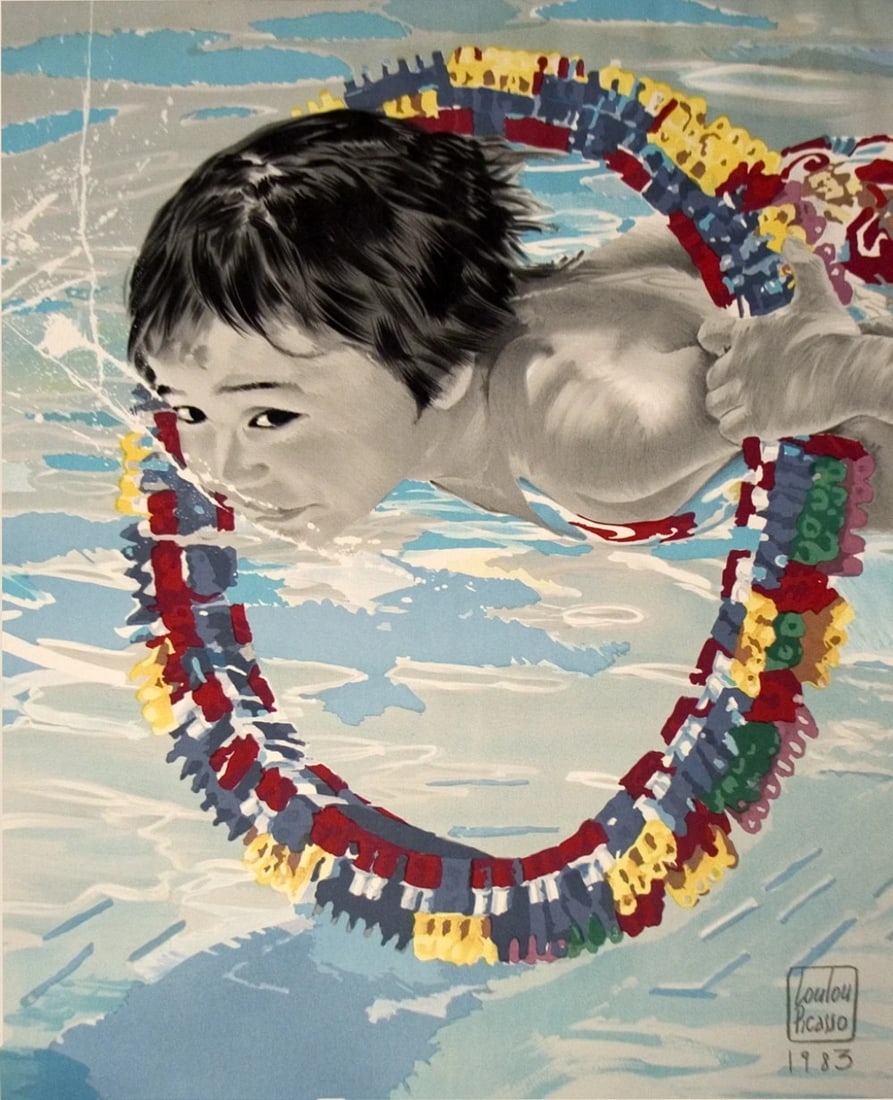 LOULOU PICASSO Boy Swimming 34.75" x 27" Lithograph 1983 Contemporary Multicolor: LOULOU PICASSO Boy Swimming 34.75" x 27" Lithograph 1983 Contemporary Multicolor Item Specifics: Artist: Loulou Picasso Brand: Picasso Loulou Country/Region Of Origin: France Exact Year: 1983 Height: 