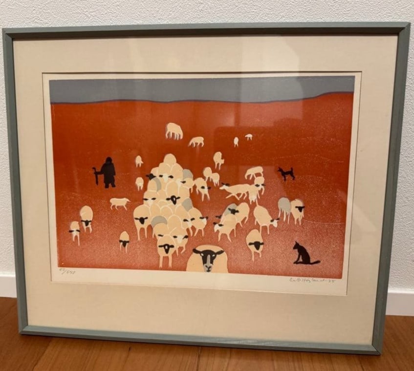 Hoglund Signed Lithograph Cat Sheep Scandinavian Modern (1 of 6)
