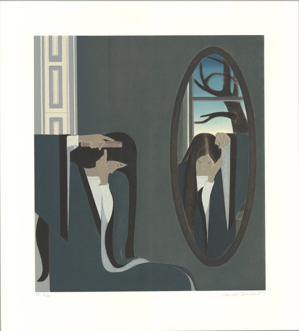 WILL BARNET "Combing" or "The Mirror" SIGNED 29" x 26.25" Serigraph 1996 Moderni: WILL BARNET "Combing" or "The Mirror" SIGNED 29" x 26.25" Serigraph 1996 Moderni Item Specifics: Artist: Will Barnet Brand: Barnet Will Exact Year: 1996 Height: 29 Item Height: 29 Type: Serigraph Year