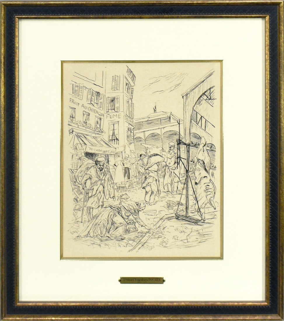 Foujita 1951 Etching Marche Mallarme Enchantee La Riviere Colored Hand Leonard (1 of 11)