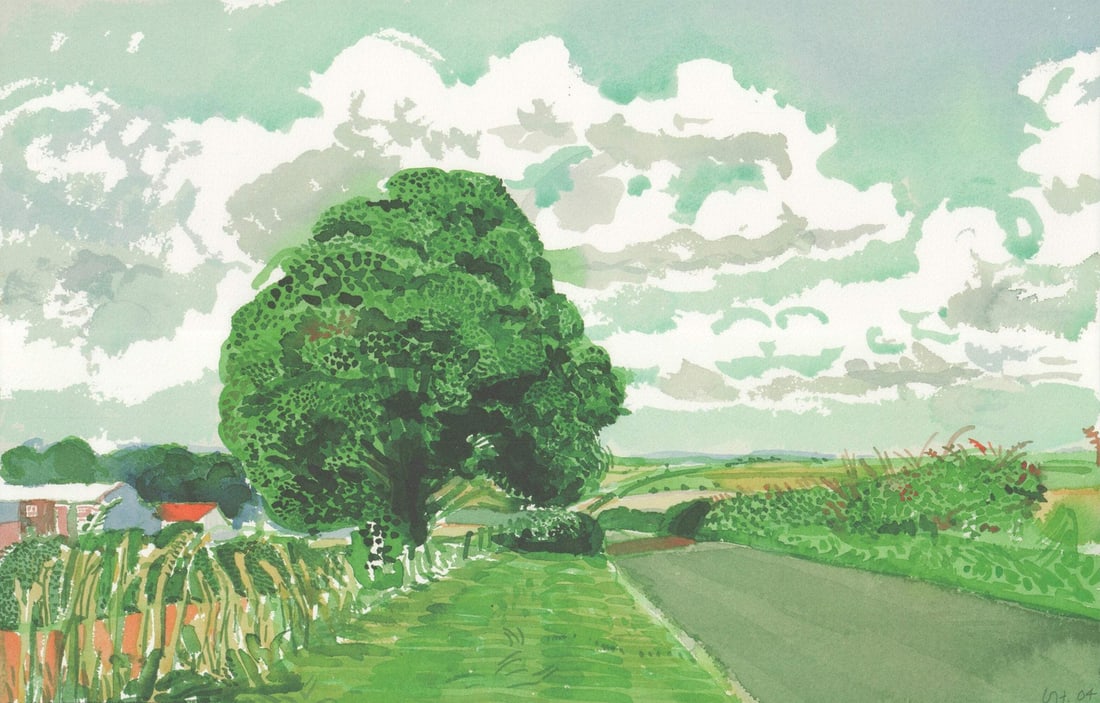 DAVID HOCKNEY Road and Tree Near Wetwang 15" x 22.5" Offset Lithograph 2020 Pop (1 of 4)