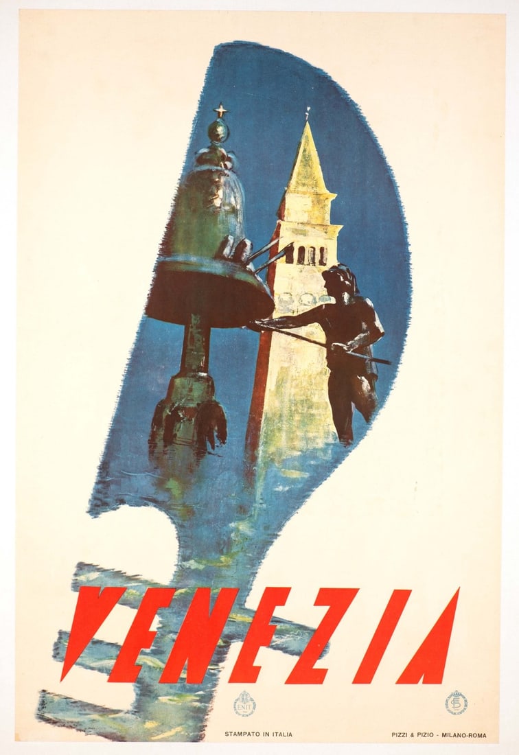 Original Venezia Italian Enit Poster Gondola C1950'S Railways: Original Venezia Italian Enit Poster Gondola C1950'S Railways Item Specifics: Unit Of Sale: Single Piece Size: Medium Date Of Creation: 1933 Title: Venezia Material: Canvas Paper Certificate Of Authen