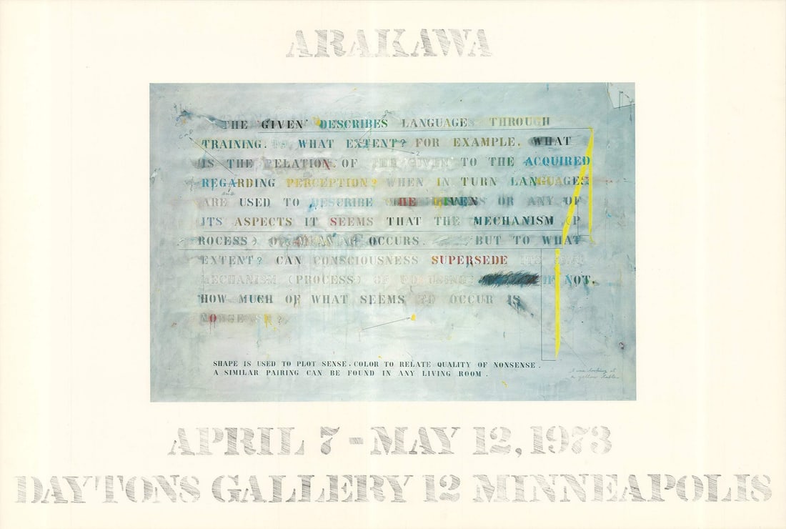 Offset Lithograph 1973 Arakawa Jasper Johns 19.5" x 28.75 (1 of 4)