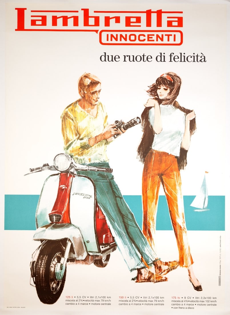 Lambretta Innocenti By Pieto Vera 1963 Printing Offset On Linen (1 of 3)