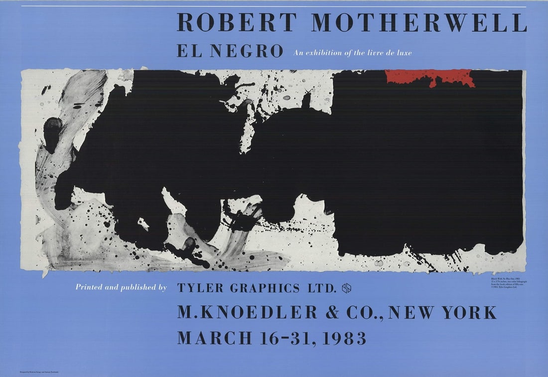 MOTHERWELL ROBERT Black 22.75" x 33" No Way Out 1983 Lithograph Offset Cont (1 of 4)