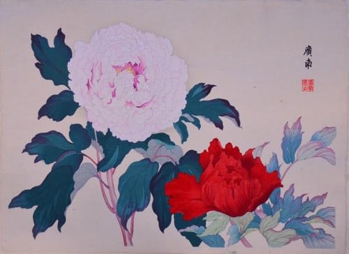 Woodblock Print Kokuryunishiki Peony Tanigami Konan Unsodo Japanese Large Format: Woodblock Print Kokuryunishiki Peony Tanigami Konan Unsodo Japanese Large Format Item Specifics: Artist: Tanigami Konan Subject: Peony Flowers Botanical Art Material: Washi Paper Style: Japanese Size: