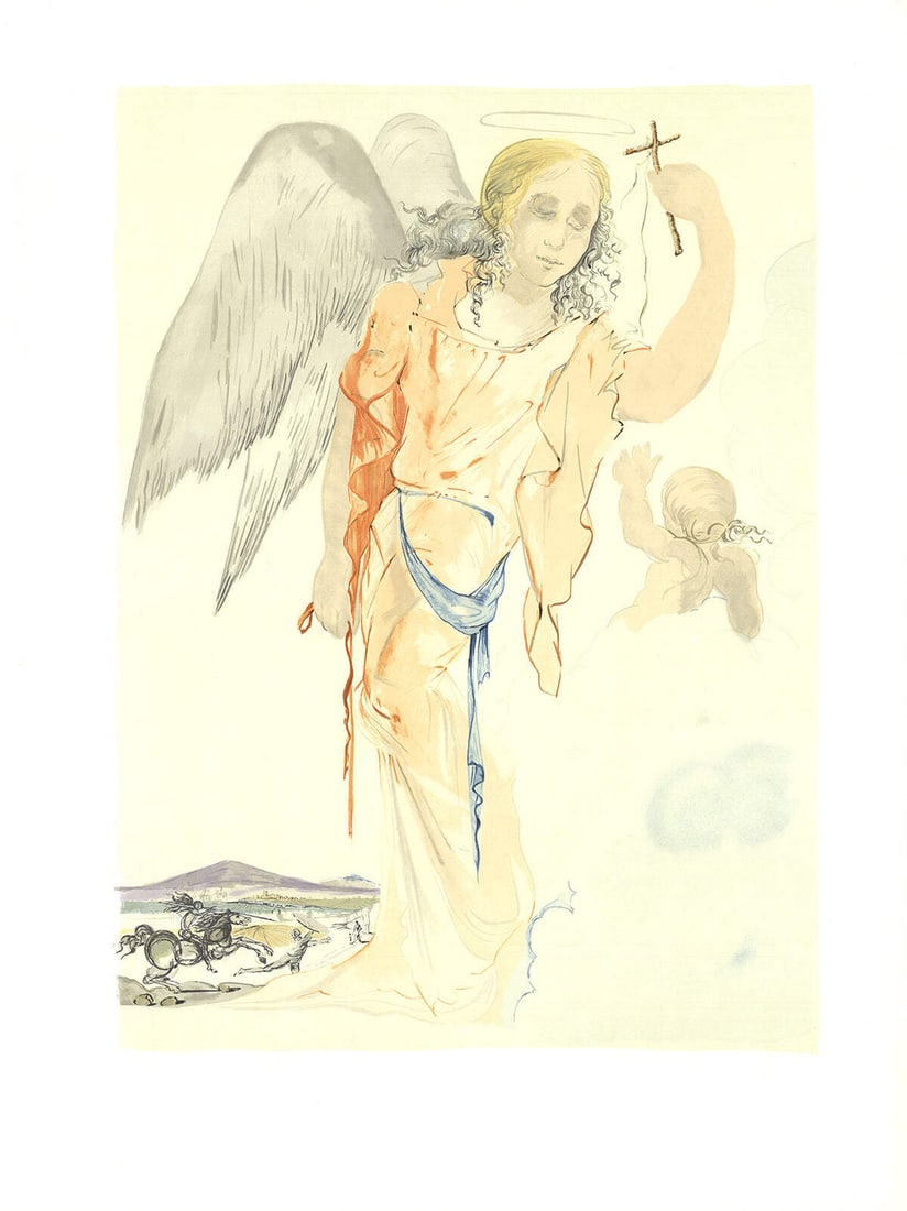 Brown Angel Salvador Dali Surrealism Lithograph 30" x 22.5 (1 of 1)