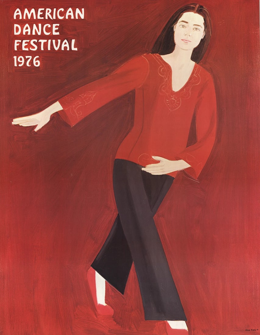 ALEX KATZ American Dance Festival 39" x 30.5" Poster 1976 Pop Art Red White Ale (1 of 1)