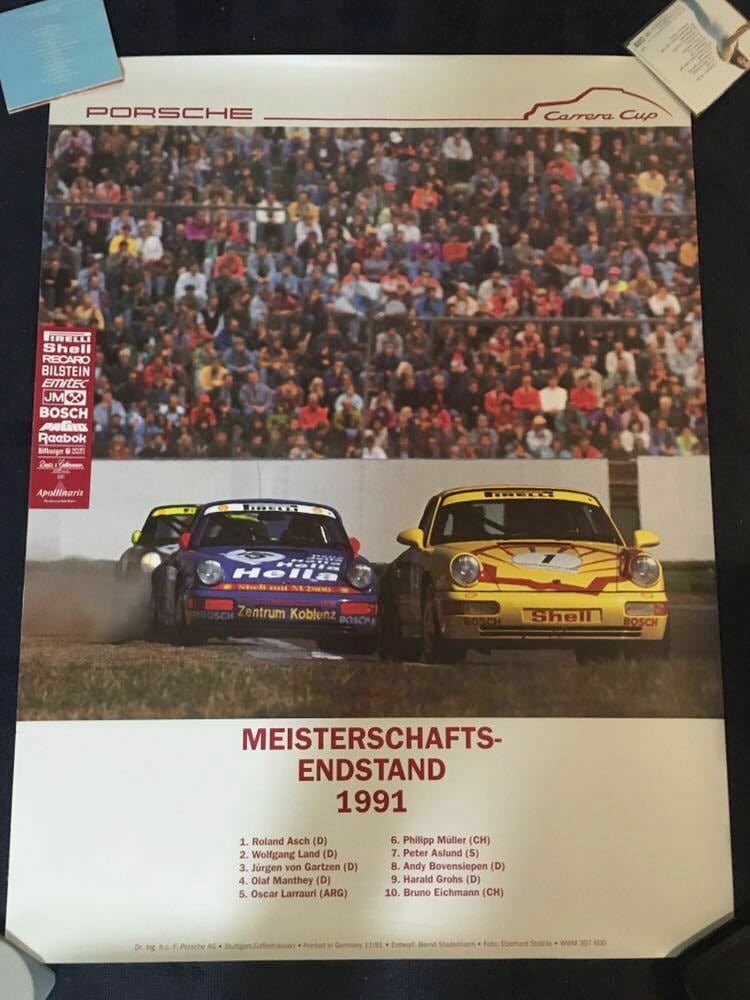 Original Vintage RARE Race Poster Porsche Carrera cup 1991 964 4030inch (1 of 1)