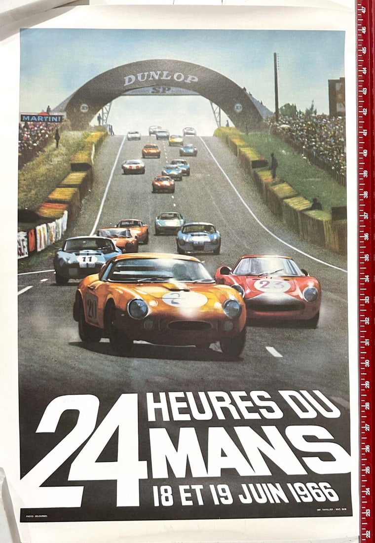 24 Hours Of Lemans 1966 Vintage Race Poster Andre Delourmel On Linen Excellent: 24 Hours Of Lemans 1966 Vintage Race Poster Andre Delourmel On Linen Excellent Item Specifics: Artist: DELOURMEL Size: Small Date Of Creation: 1970'S Title: 24 HEURES DU MANS Material: Canvas Paper Fr
