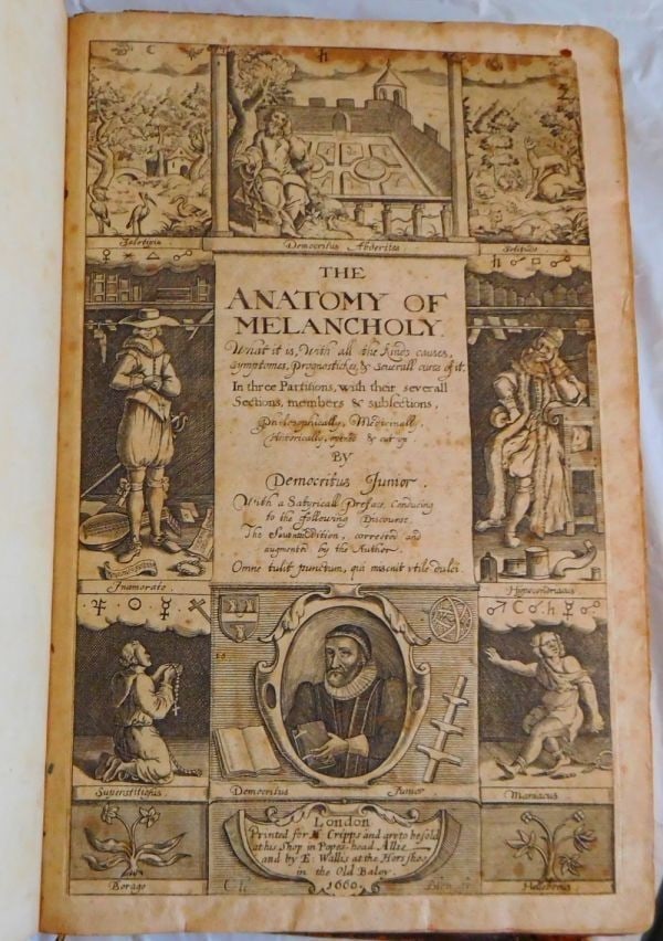 Robert Burton Anatomy of Melancholy 1660 7th Edition Folio Engraved Title Rare (1 of 10)