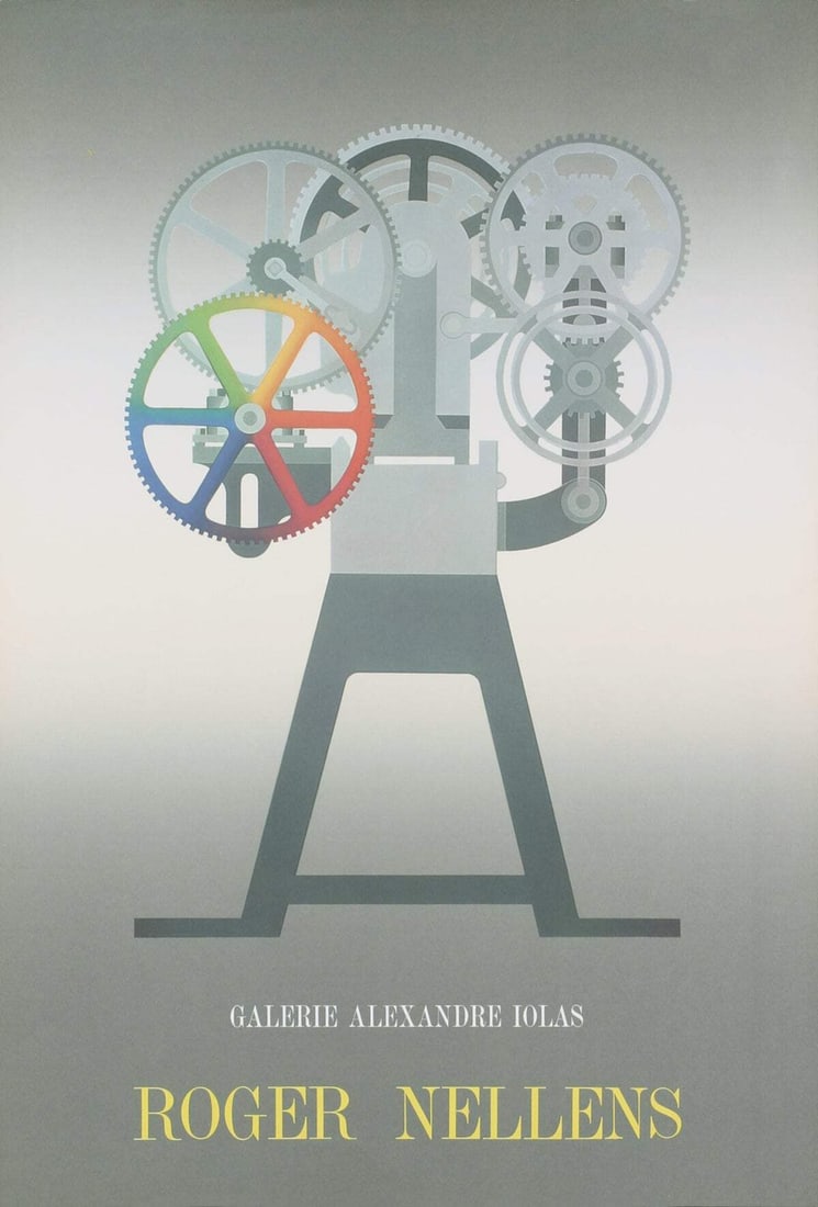 ROGER NELLENS Galerie Alexandre Iolas 34.5" x 23.5" Lithograph 1974 Modernism Gr (1 of 1)