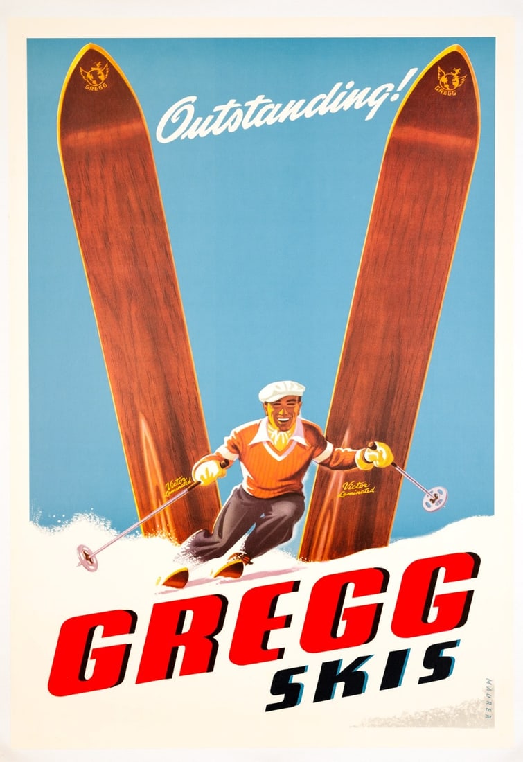 Sascha Maurer Gregg Skis Poster C.1950S Ski Advertising 21.25 31.5 (1 of 3)
