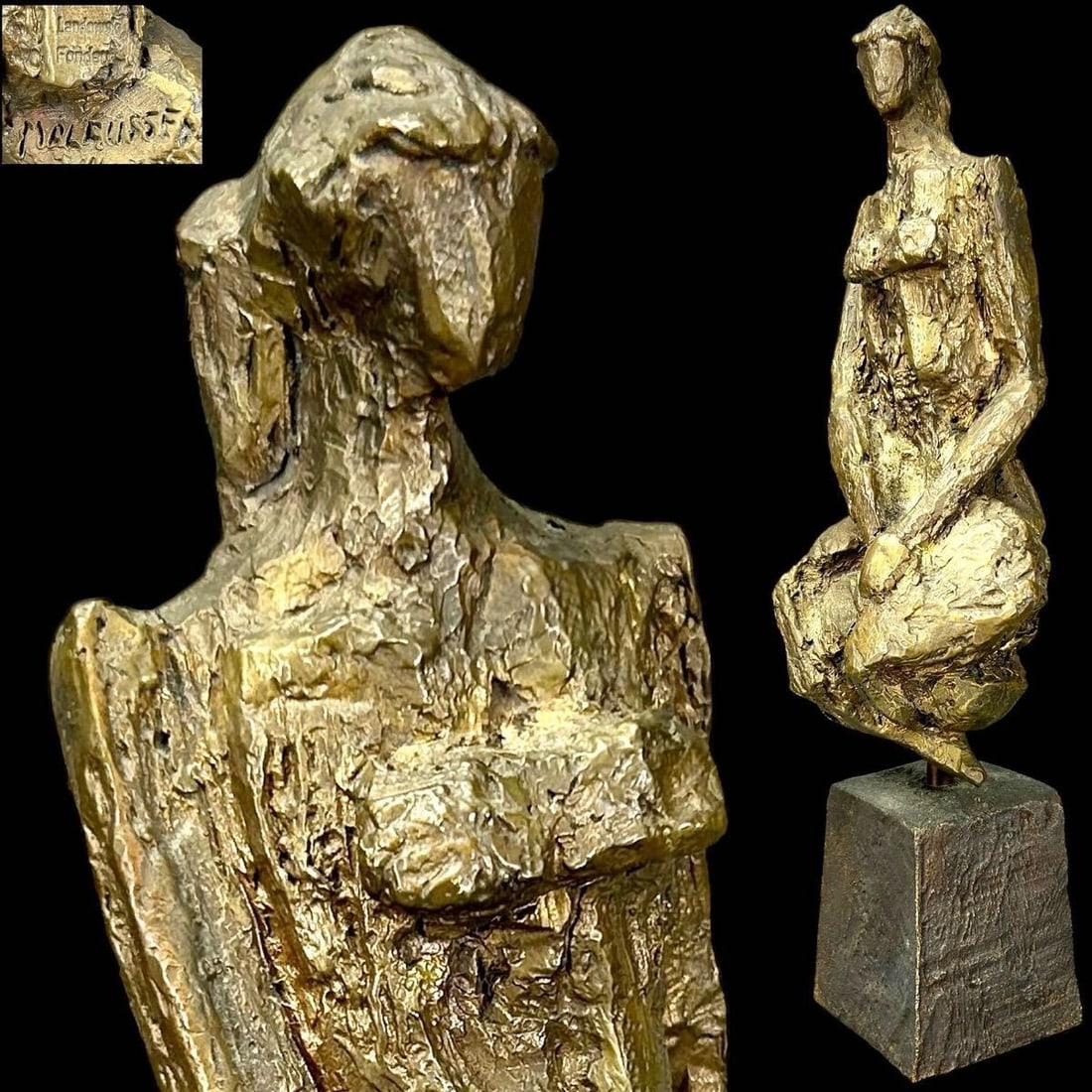 Pierre Malaussena Bronze Sculpture Signed Female Gilt Figure French: Pierre Malaussena Bronze Sculpture Signed Female Gilt Figure French Item Specifics: Artist: Jean Pierre Malaussena Unit Of Sale: Single Piece Signed By: Jean Pierre Malaussena Signed: Yes Size: Medium