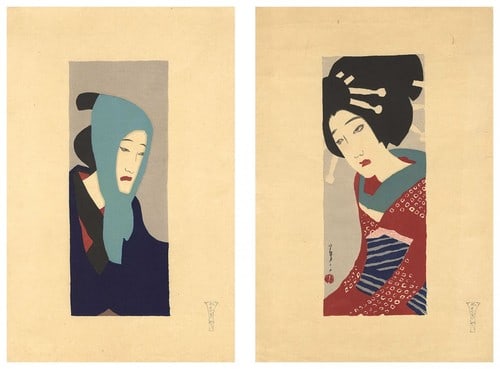 Woodblock Print Yumeji Koharu Jihei Set Edition Takehisa c1914 Yanagiya: Woodblock Print Yumeji Koharu Jihei Set Edition Takehisa c1914 Yanagiya Item Specifics: Artist: Takehisa Yumeji Subject: Koharu and Jihei Material: Paper Style: Japanese Size: approx.: 30.5 x 12 cm Ye