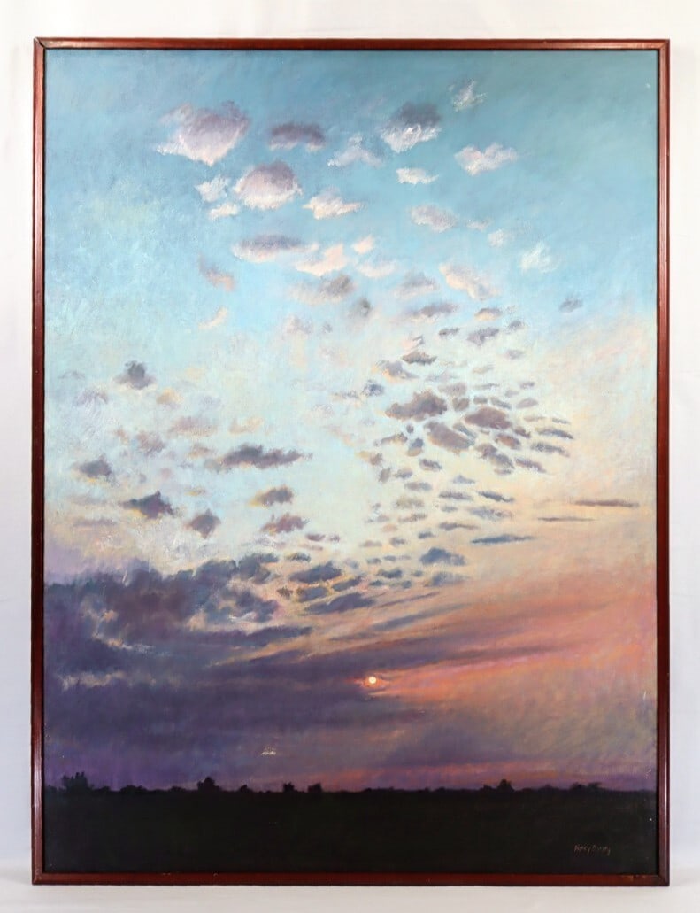 Original Oil Painting 36x48 Large Landscape Sky Nancy B Bandy Hazy Dawn 1990 (1 of 10)