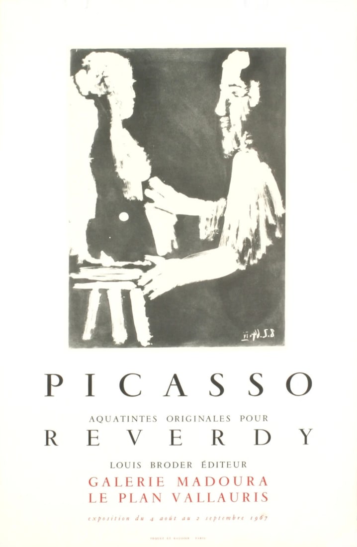PABLO PICASSO Reverdy 28.25" x 18.5" Lithograph 1967 Cubism Black & White Paris (1 of 1)