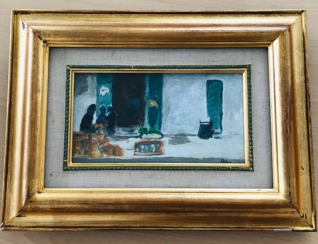 Original painting at shopfront France original small work framed by Georges Feher (1 of 6)