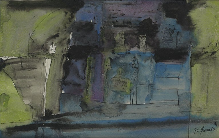 Japanese Modern Artwork Framed Untitled Avant Garde Original By Fumio Nambata (1 of 1)