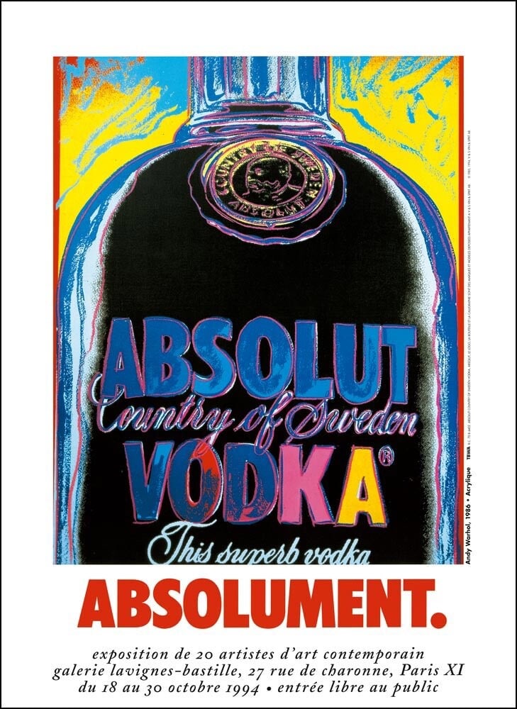 Andy Warhol Exhibition Absolut 1994 Pop Art Poster: Andy Warhol Exhibition Absolut 1994 Pop Art Poster Item Specifics: Artist: Andy Warhol Unit Of Sale: Single Piece Size: Small Date Of Creation: 1994 Region Of Origin: france Framing: Unframed Year Of 
