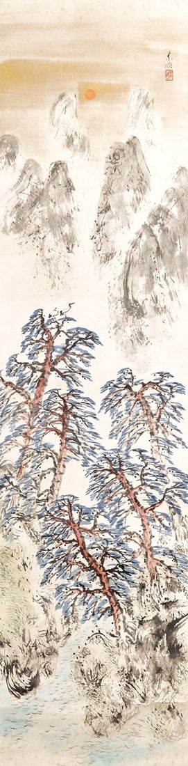 Hanging Scroll Yuki Somei Mount Horai Japanese Nihonga Art: Hanging Scroll Yuki Somei Mount Horai Japanese Nihonga Art Item Specifics: Artist: Yuki Somei Subject: Mount Horai (Horaisan) Material: Ink and Color on Silk Style: Japanese Year Of Production: 2010 P