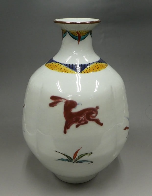 Ceramic Tomobako Design Living Rabbit National Treasure Vase Fujimoto (1 of 9)