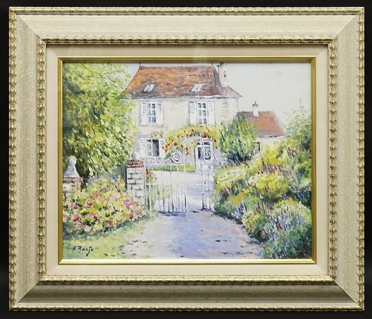 Alain Bouju La Maison Fleurie Signed Oil Painting 6F Kobe 1997 Framed (1 of 10)