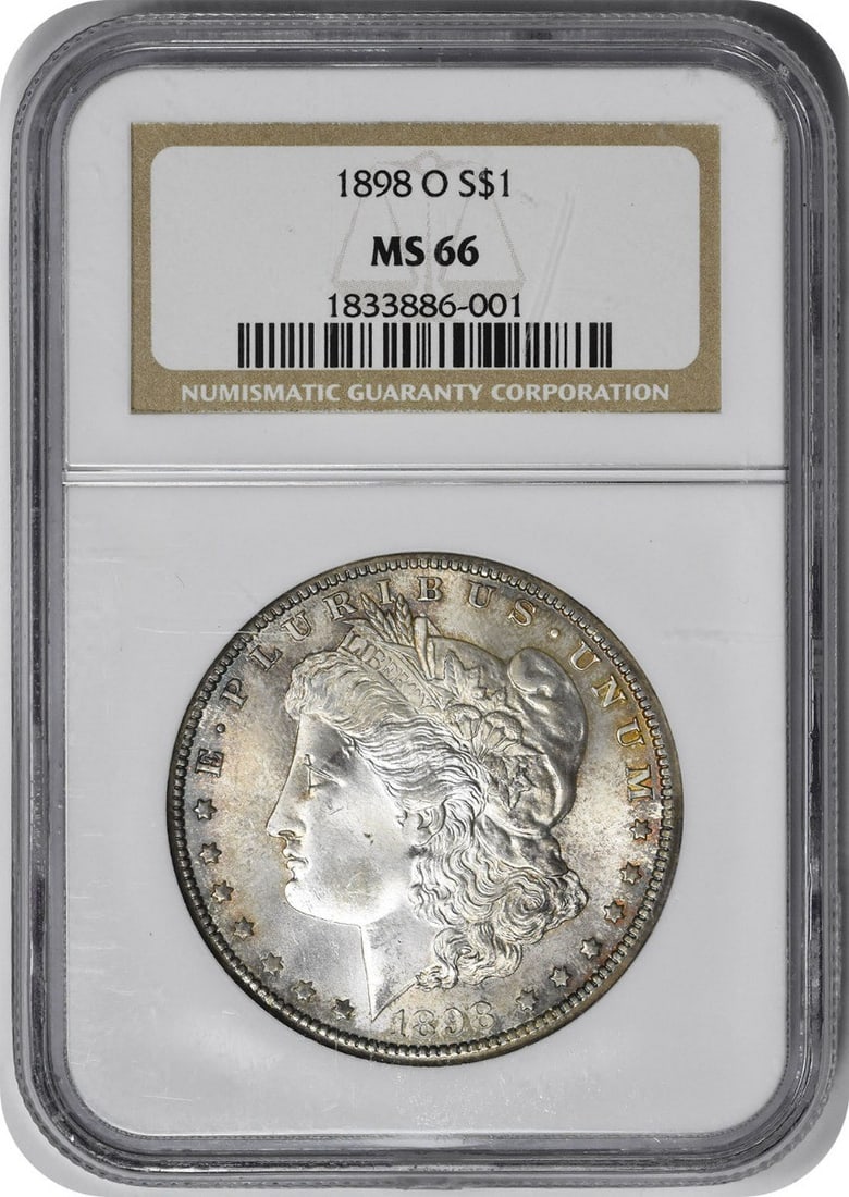 NGC MS66 Morgan Silver Dollar 1898: NGC MS66 Morgan Silver Dollar 1898 The 1898 Morgan Silver Dollar is a stunning example of American numismatics, boasting an MS66 grade and a rich history dating back to 1898. Certified by the NGC, thi
