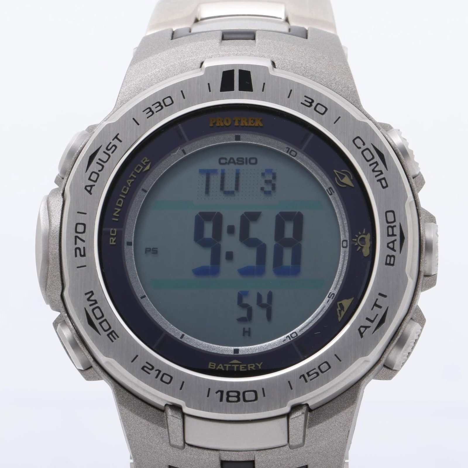 Wristwatch: Wristwatch Stainless steel and titanium case and band provide a durable and modern look, while the solar-powered movement ensures a long-lasting battery life. The 44mm case diameter and 17.5cm wrist s