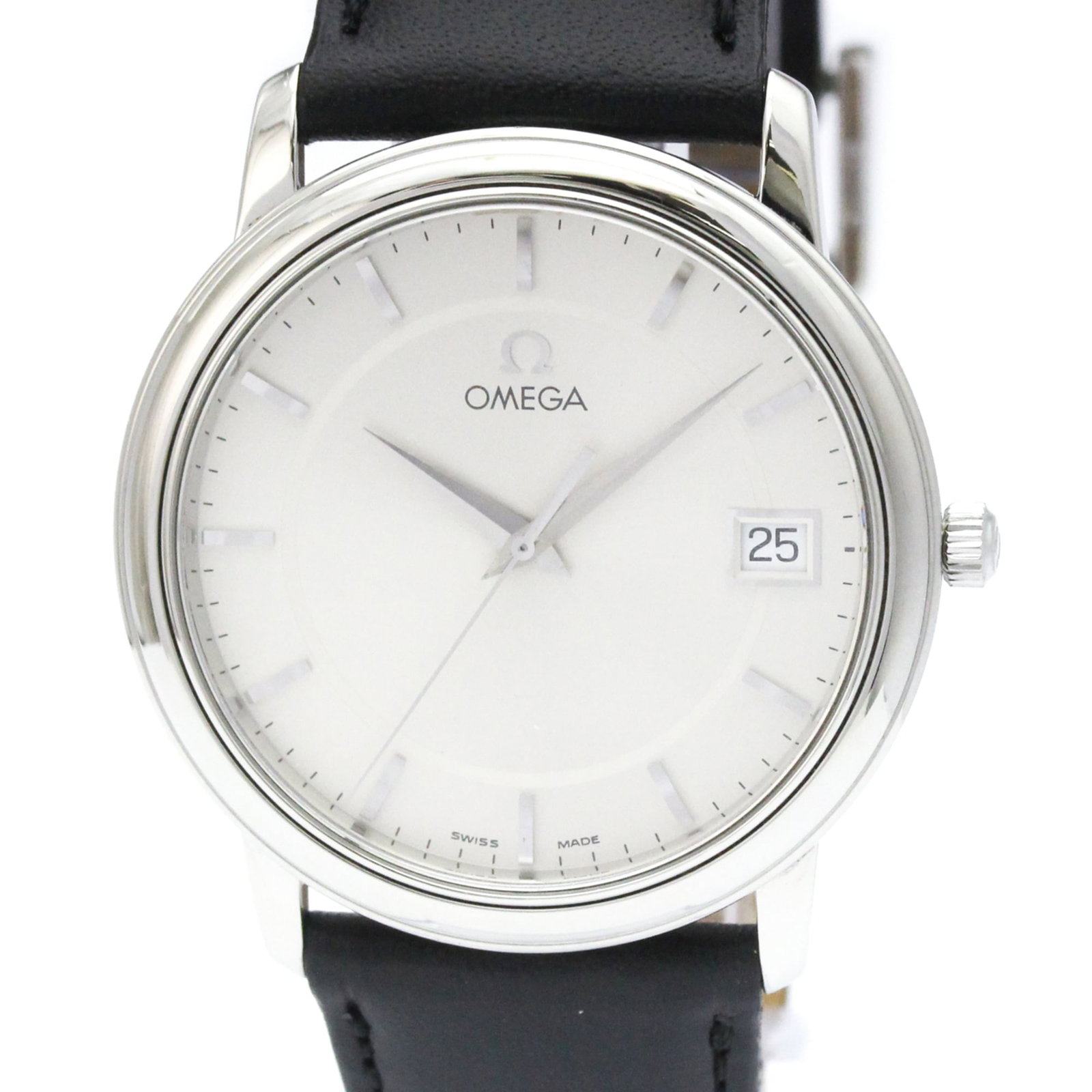 Omega Wristwatch: Omega Wristwatch Stainless steel case and silver dial make this Omega De Ville watch a stylish and elegant timepiece. With a quartz movement and date function, it keeps accurate time and adds a touch